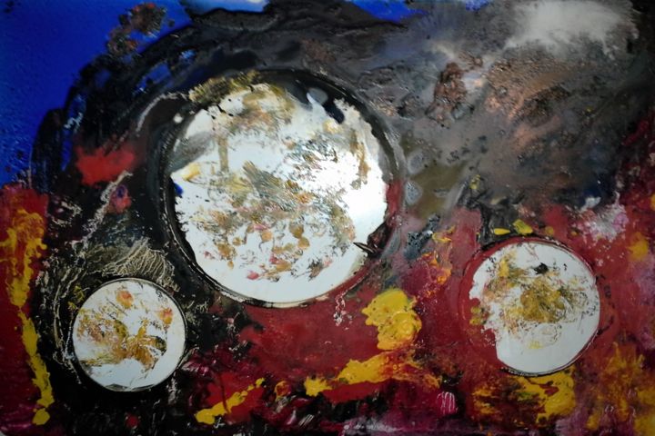 Peinture intitulée "MOONS OF THE FORGOT…" par David Cade, Œuvre d'art originale, Huile