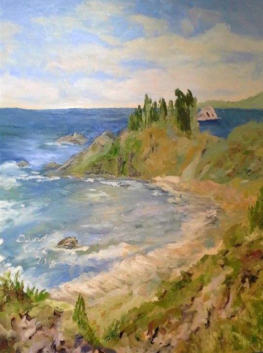Painting titled "WEST COAST WAVES" by David Cade, Original Artwork, Oil