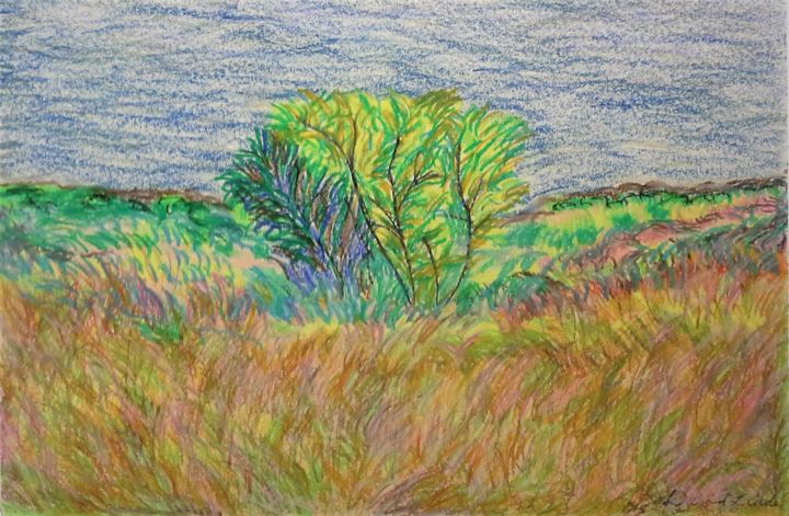 Картина под названием "PRAIRIE GRASS" - David Cade, Подлинное произведение искусства, Пастель