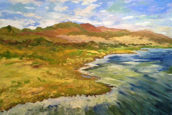 Peinture intitulée "MAUI COASTLINE" par David Cade, Œuvre d'art originale, Huile