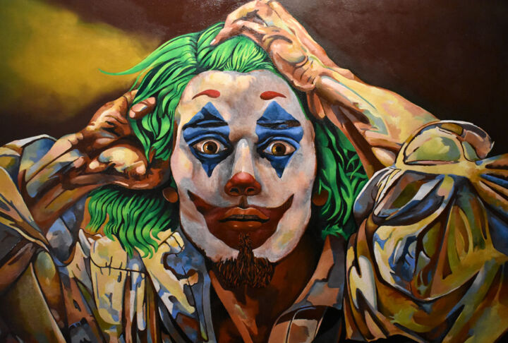 Schilderij getiteld "Le Clown Désespéré" door David Le Pichon, Origineel Kunstwerk, Olie