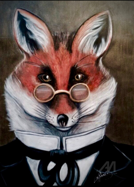 Dessin intitulée ""Maître Renard"" par David Lorusso Di Mistri, Œuvre d'art originale, Pastel