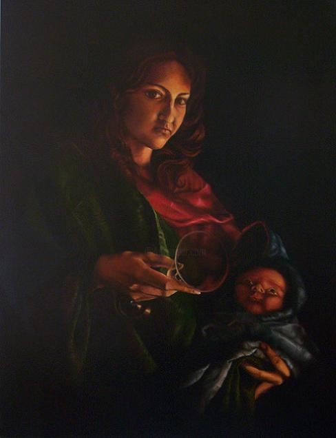Painting titled "Madonna" by David Mata, Original Artwork