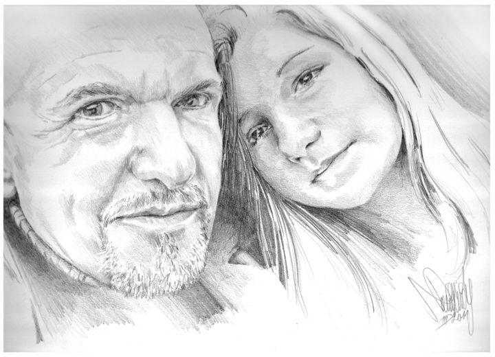 Drawing titled "papa-et-adele-mars2…" by David Mauquoy, Original Artwork