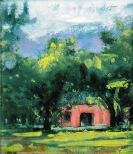 Painting titled "Red Barn" by David Moreschi, Original Artwork