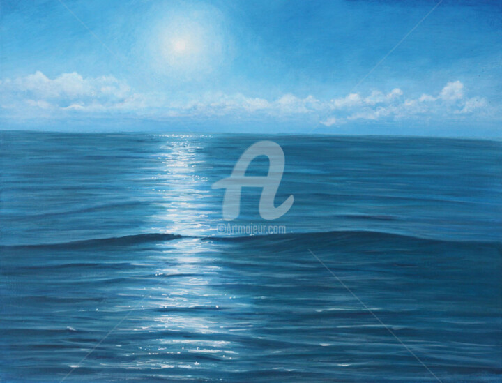 Peinture intitulée "Peinture marine "Lu…" par David Quant, Œuvre d'art originale, Acrylique