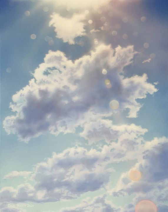 Картина под названием "Rays Through Cloud" - David Tracey, Подлинное произведение искусства, Акрил Установлен на Деревянная…