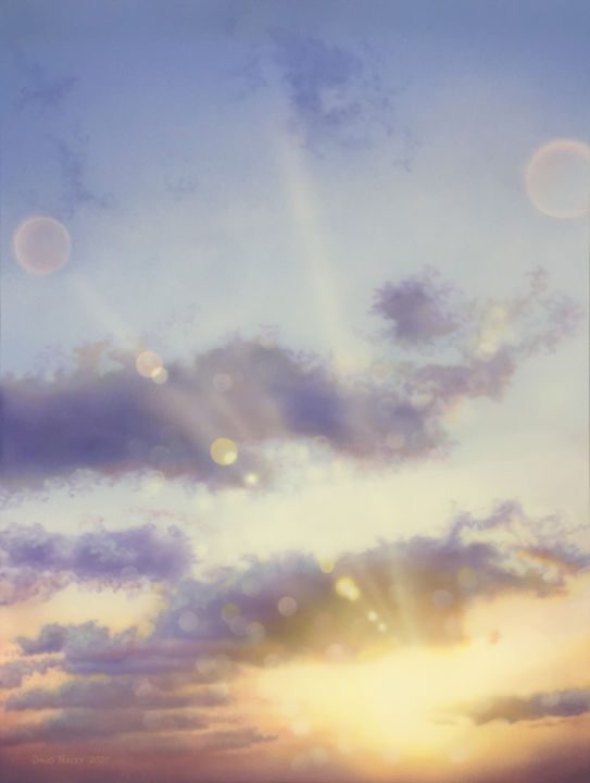 Painting titled "Derniers Rayons du…" by David Tracey, Original Art, Acrylic Mounted on Stretcher frame