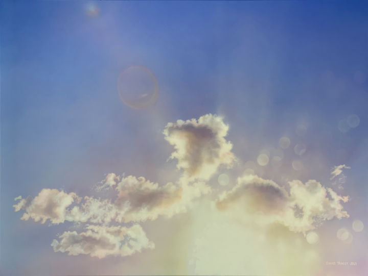 Painting titled "The Light So Bright" by David Tracey, Original Art, Acrylic Mounted on Wood Panel