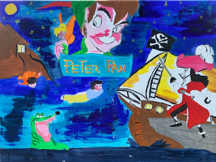 Pintura intitulada "Peter Pan" por Davina Lallemand, Obras de arte originais, Acrílico
