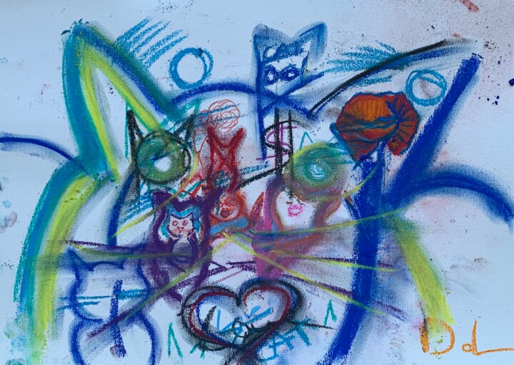 Drawing titled "Cat" by Davina Lallemand, Original Artwork, Pastel