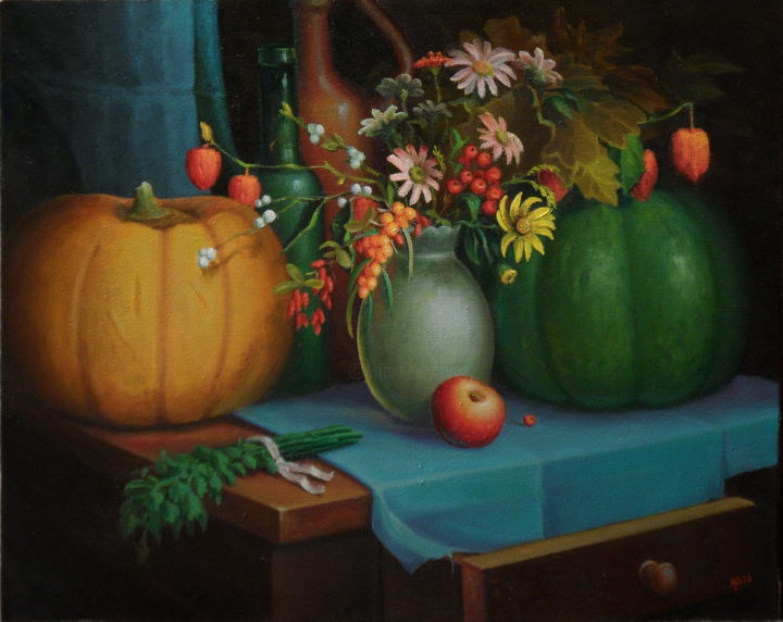 Painting titled "Осень старой дачницы" by Iurii Radaikin, Original Artwork, Oil