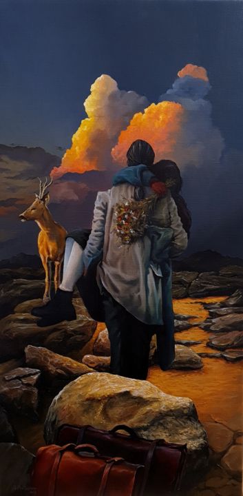 Painting titled ""The First Man"" by Davor Aradjanin, Original Artwork, Oil