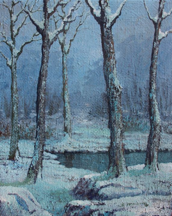 Pintura intitulada "Winter scene 4" por Davor Ivković, Obras de arte originais, Acrílico