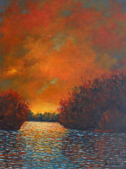 Peinture intitulée "Sunset4" par Davor Ivković, Œuvre d'art originale, Acrylique