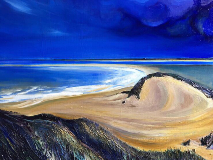 Painting titled "Just the Sea, the S…" by Dawn Rodger, Original Artwork, Oil