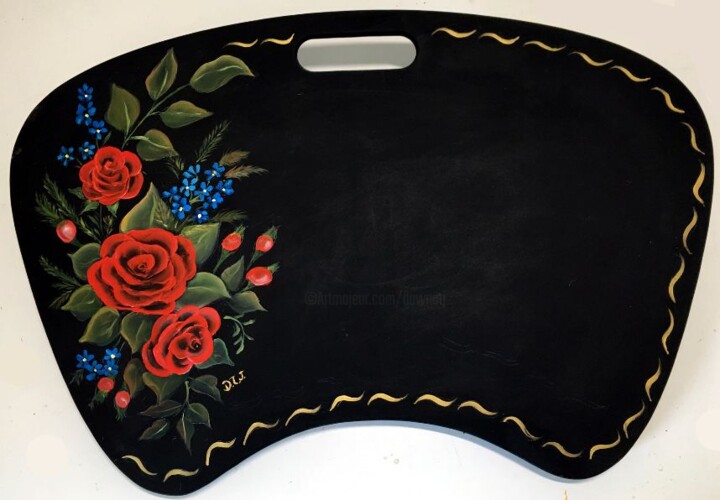 Artisanat intitulée "LAP TRAY w/ cushion…" par Dawna Taylor Jones Jones, Œuvre d'art originale