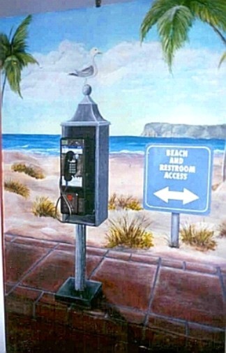 Schilderij getiteld "Beach Phone" door Dawna Taylor Jones Jones, Origineel Kunstwerk
