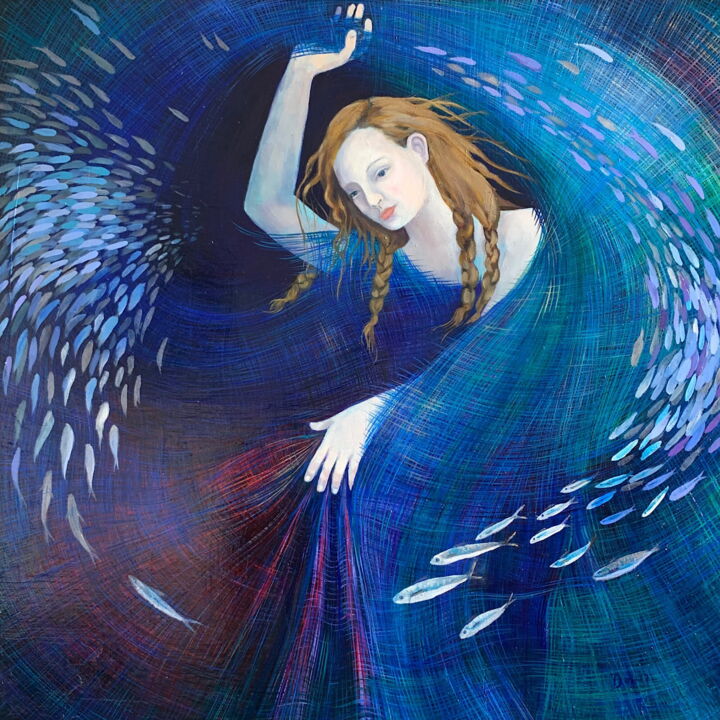 Peinture intitulée "Dancing in the Deep…" par Dawn Rodger, Œuvre d'art originale, Huile