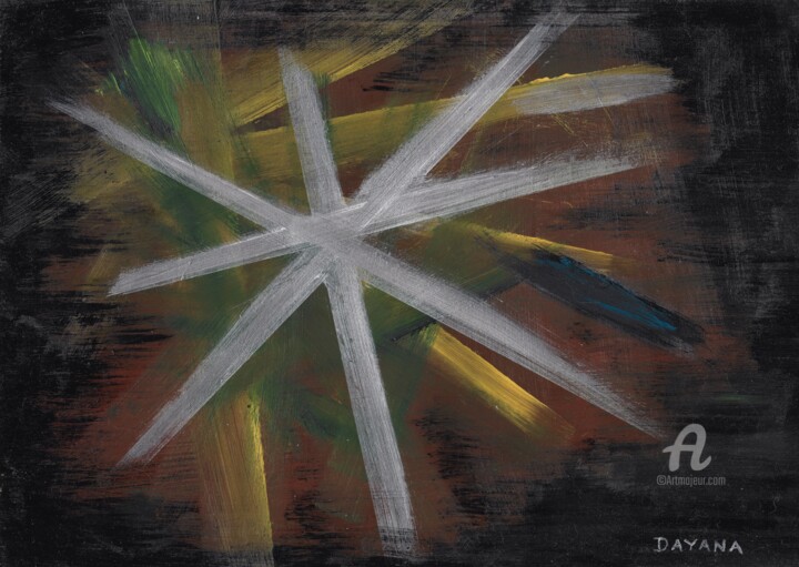 Pintura intitulada "Estrela" por Dayana Clara, Obras de arte originais, Óleo Montado em Armação em madeira