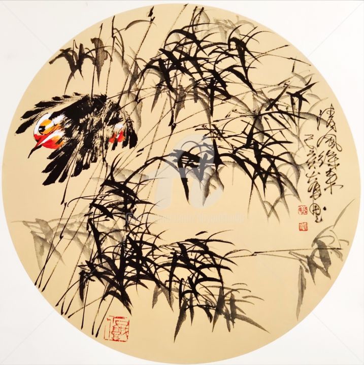 Peinture intitulée "Fresh wind and slow…" par Dayou Lu, Œuvre d'art originale, Pigments