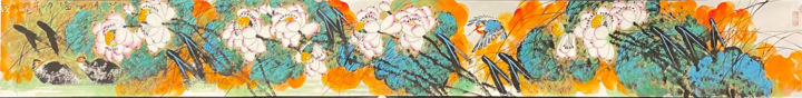 绘画 标题为“Fragrance of lotus…” 由Dayou Lu, 原创艺术品, 颜料