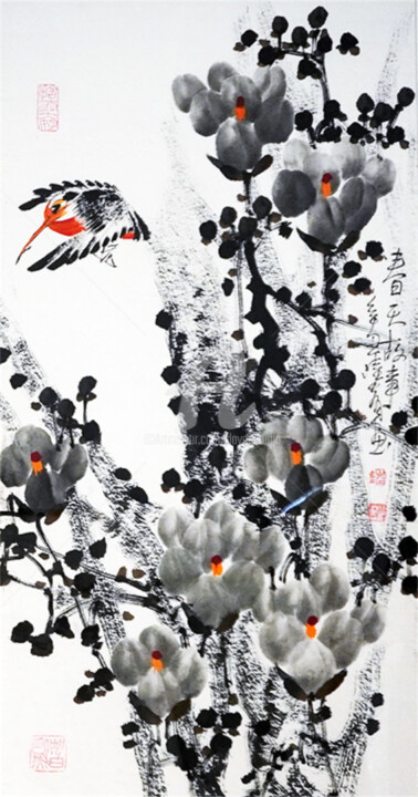 Painting titled "Spring story 春天故事 （…" by Dayou Lu, Original Artwork, Pigments