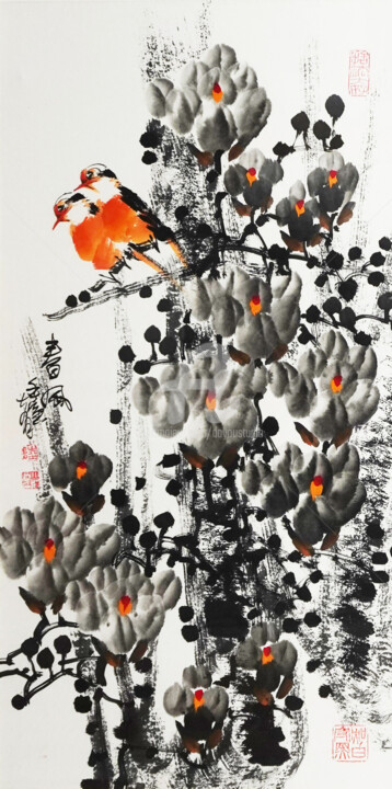 Painting titled "Spring breeze 春风 （N…" by Dayou Lu, Original Artwork, Pigments