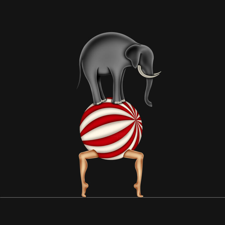 「E For Elephant Man」というタイトルのデジタルアーツ Dazeskinによって, オリジナルのアートワーク, デジタル絵画