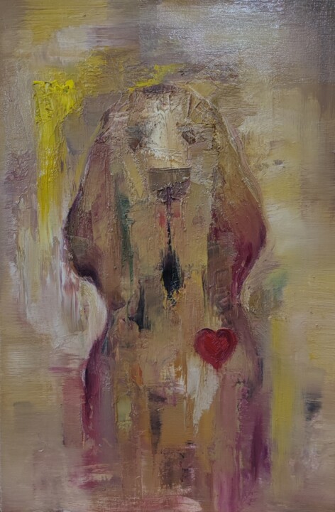 Painting titled "love dog" by Dazhao Su, Original Artwork, Oil