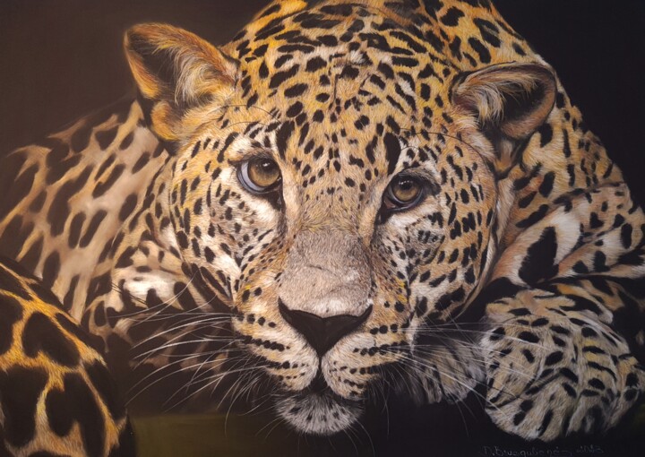Drawing titled "Leopard just waitin…" by Deimante Bruzguliene, Original Artwork, Pastel