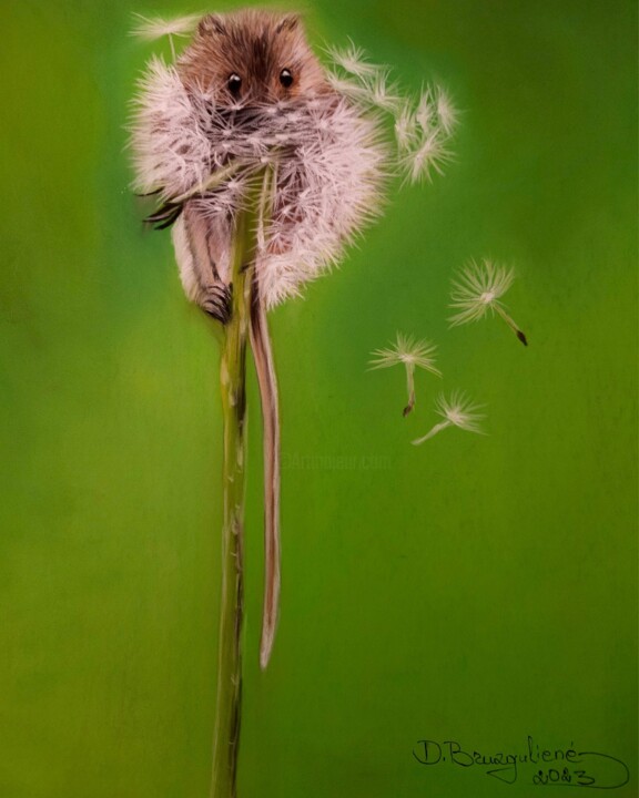 Painting titled "Mouse pastel painti…" by Deimante Bruzguliene, Original Artwork, Pastel