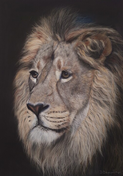 Painting titled "''The King'' pastel…" by Deimante Bruzguliene, Original Artwork, Pastel