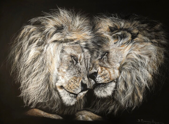 Drawing titled "Brothers" by Deimante Bruzguliene, Original Artwork, Pencil