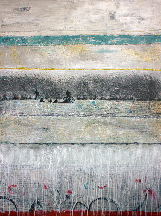 Ζωγραφική με τίτλο "WOUNDED GRASS" από Db Waterman, Αυθεντικά έργα τέχνης, Ακρυλικό Τοποθετήθηκε στο Ξύλινο φορείο σκελετό