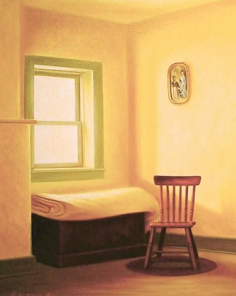 Painting titled "Cozy Corner" by David Camp, Original Artwork, Oil