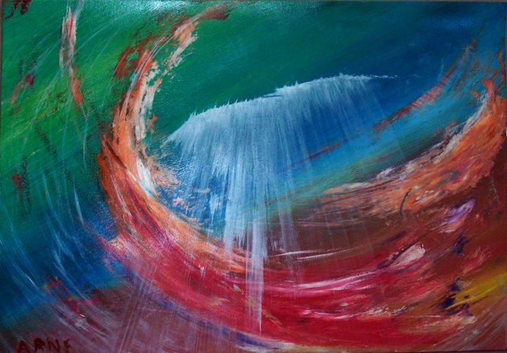 Painting titled "onda (vague - wave)" by Arnaldo Guidolin (arnà), Original Artwork, Oil