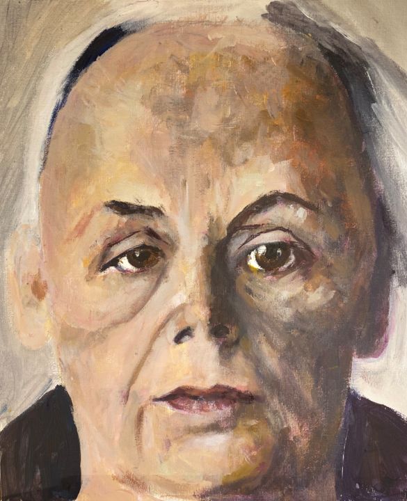 Painting titled "Portrait of Kathe K…" by Digby Chacksfield, Original Artwork, Acrylic Mounted on Cardboard