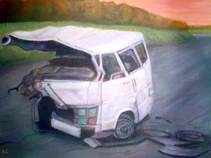 Painting titled "oh that road" by Ariel Velez, Original Artwork, Oil