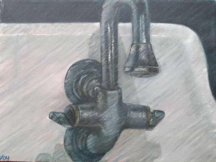 Painting titled "dont use that sink!" by Ariel Velez, Original Artwork, Oil