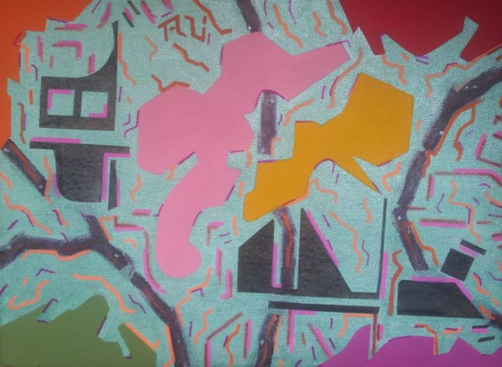 Painting titled "uncoded" by Ariel Velez, Original Art, Acrylic