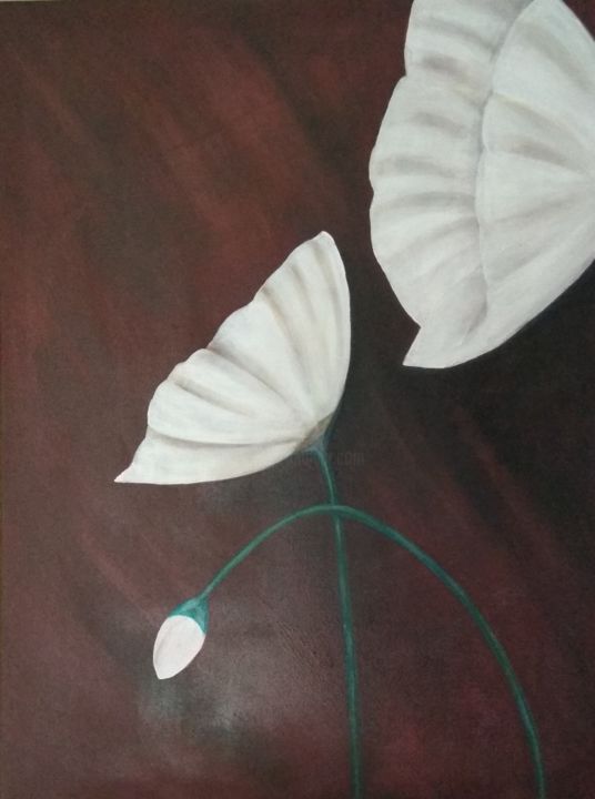 Peinture intitulée "fleurs blanches.jpg" par Ddinh, Œuvre d'art originale