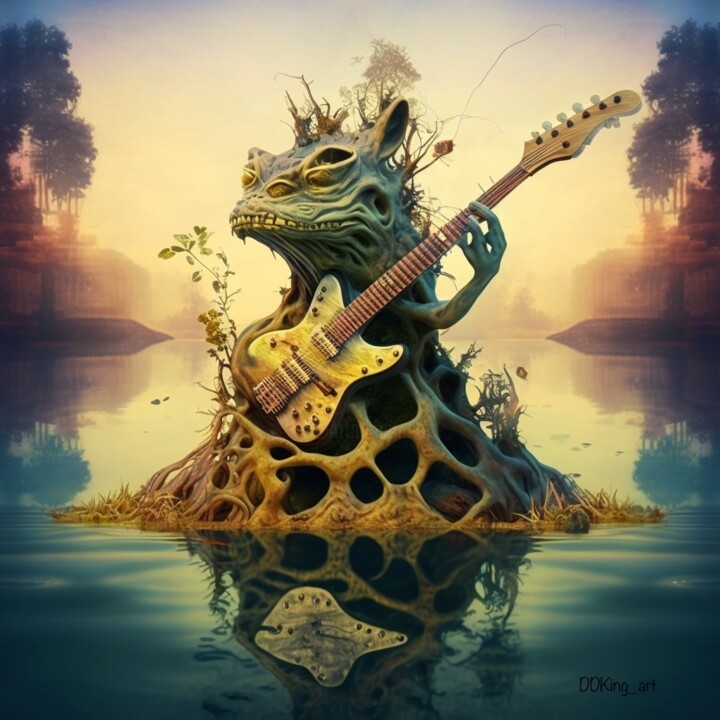 Digital Arts titled "Swamp King" by Ddking, Original Artwork, AI generated image