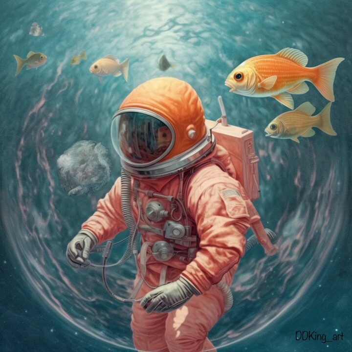 Digital Arts titled "Goldfish" by Ddking, Original Artwork, AI generated image