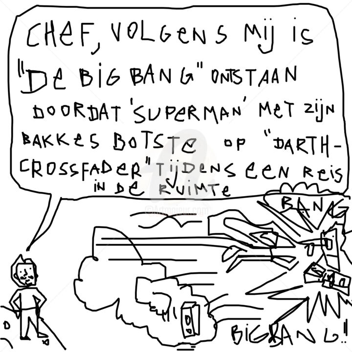 Digitale Kunst getiteld ""De Big Bang Theori…" door De Artiest (21+), Origineel Kunstwerk, 2D Digital Work