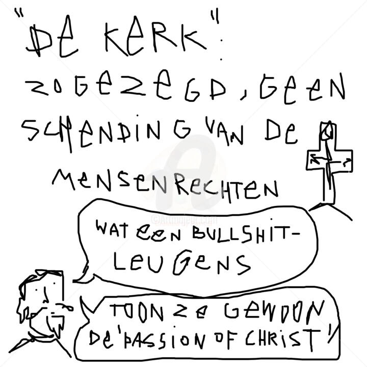 Arts numériques intitulée "de kerk"" par De Artiest (21+), Œuvre d'art originale, Travail numérique 2D