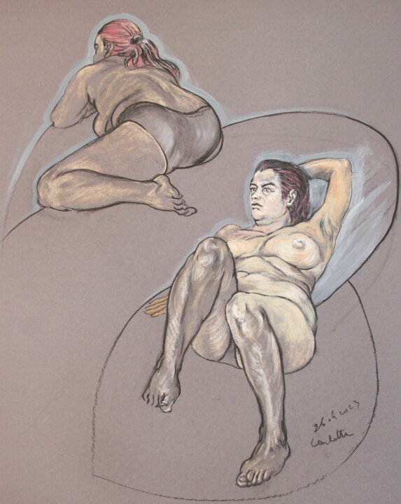 Drawing titled "carlotta 3" by Luc De Blick, Original Artwork, Oil