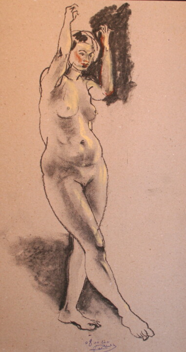 Disegno intitolato "anna" da Luc De Blick, Opera d'arte originale, Carbone