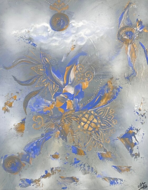 Pintura titulada "Dans les nuages" por De L’Âme À La Toile, Obra de arte original, Acrílico