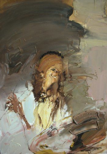 Painting titled "Zelfportret. # 35" by De Ming, Original Artwork, Oil